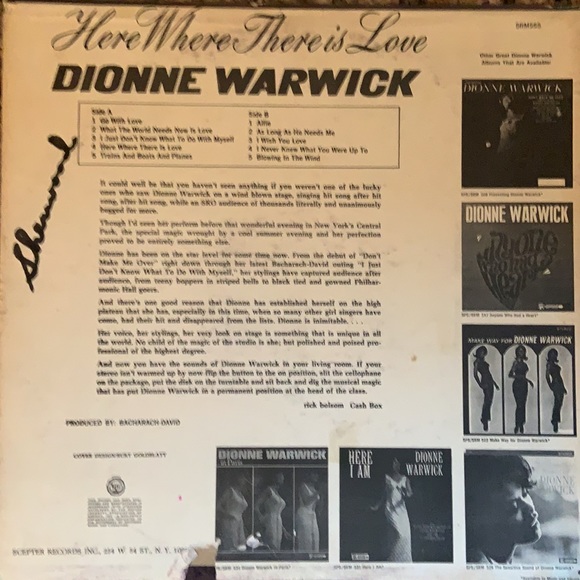 Dionne Warwick- Vinyl Record LP Vintage 1966 RARE - Picture 2 of 6